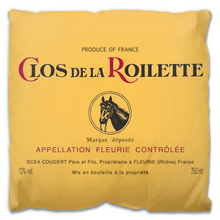 Load image into Gallery viewer, Indoor Outdoor Pillows Clos de la Roilette Wine Label Print