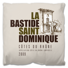 Load image into Gallery viewer, Indoor Outdoor Pillows La Bastide Saint Dominique Winery Cotes du Rhone Wine Label Print 2 sizes available