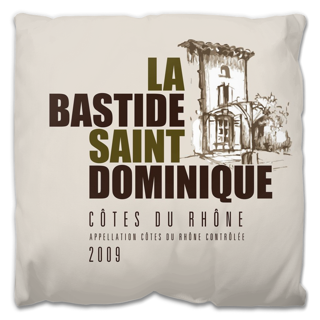 Indoor Outdoor Pillows La Bastide Saint Dominique Winery Cotes du Rhone Wine Label Print 2 sizes available