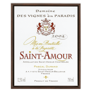 Wine Label Themed Artwork - Saint Amour Wine Label Framed Stretched Canvas