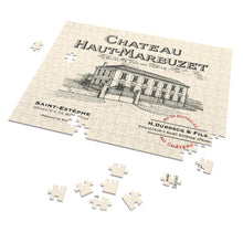 Load image into Gallery viewer, Wine Label Themed Jigsaw Puzzles - Chateau Haut-Marbuzet bottle Label Print on 252 or 500 Pieces Puzzle - Made in America