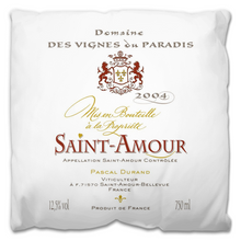 Load image into Gallery viewer, Indoor Outdoor Pillows Saint Amour Wine Label Print