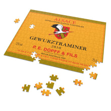 Load image into Gallery viewer, Wine Label Themed Jigsaw Puzzles - P.E. Dopff Gewurztraminer Label Print on 252 or 500 Pieces Puzzle - Made in America