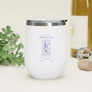Wine Themed Drinkware - Moulin des Dames Label on 12oz Insulated Wine Tumbler