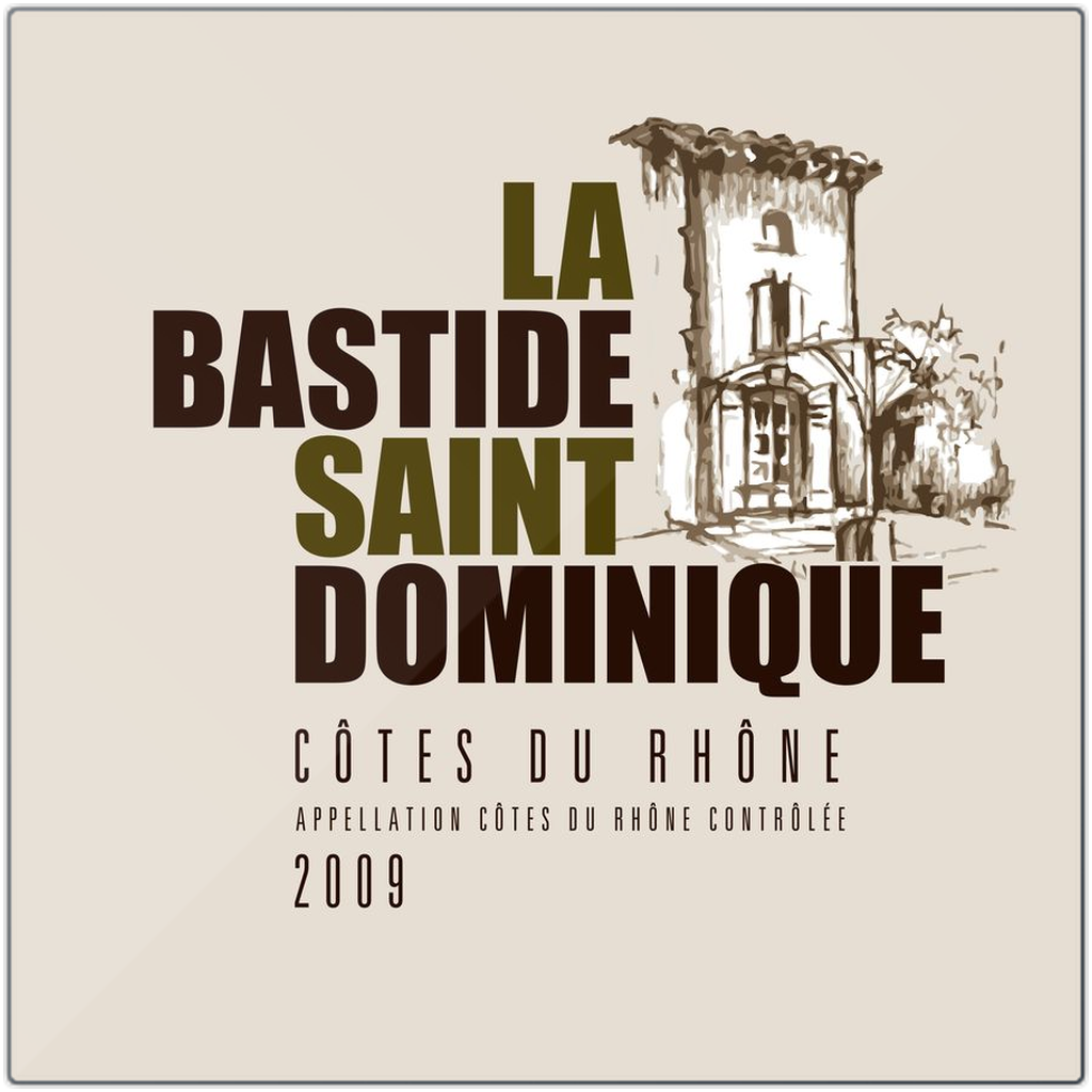 Wine Room Decor - La Bastide Saint Dominique Winery Cotes du Rhone Label Printed on Eco-Friendly Recycled Aluminum 6 sizes available