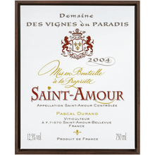 Load image into Gallery viewer, Wine Label Themed Artwork - Saint Amour Wine Label Framed Stretched Canvas