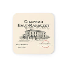 Load image into Gallery viewer, Home Bar Accessories - Wine Label Themed Gifts - Chateau Haut-Marbuzet bottle Label Corkwood Coaster Set of 4