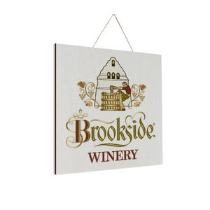 Wine Label Themed Wall Decor - Brookside Winery Wine Label Print on Wooden Plaque 8" x 8" Made in the USA