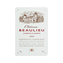 Load image into Gallery viewer, Wine Label Themed Wall Decor - Chateau Beaulieu Label Print on Metal Plate 8&quot; x 12&quot; Made in the USA