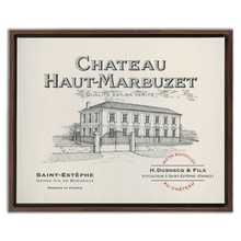 Load image into Gallery viewer, Winery Themed Artwork - Wine Themed Wall Decor - Chateau Haut-Marbuzet Wine Label in a Floating Frame Canvas