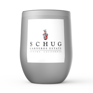 Insulated Wine Tumbler - Wine Label Themed Gifts - Schug - Carneros Estate bottle Label Stemless Wine Tumblers